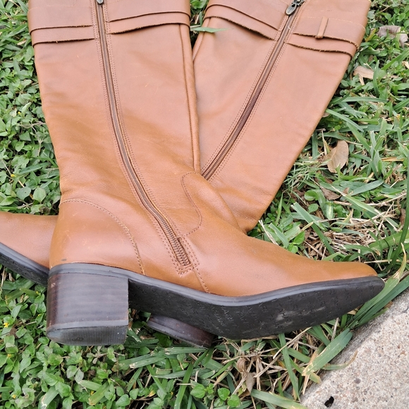 TAHARI KALEY LEATHER BOOTS WOMEN SIZE 6.5 M BROWN - Picture 5 of 9